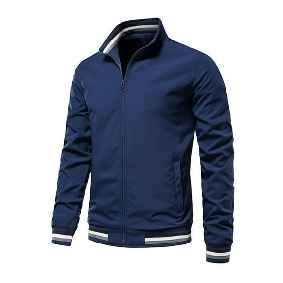 SWSMCLT Men's Long Sleeve Jackets Spring Windproof Fashion Outerwear Windbreaker Winter Zip Up Fall Snow Navy Small