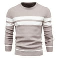 thumbnail image 1 of SWSMCLT Men's Long Sleeve Pullover Sweaters Crew Neck Warm Knit Knitwear Sweater Fall Light Lightweight Soft Casual Fitted Soft Winter Cream X-Large, 1 of 1