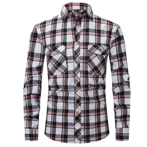 SWSMCLT Men's Long Sleeve Shirt Plaid Printed Fall Fitted Button Down Shirt Button Up Button Pocket Soft Winter Tops Style9 Small