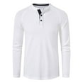 thumbnail image 1 of SWSMCLT Men's Button Fall Long Sleeve Shirt Henley Top Basic Fitted Henley Shirt White Small, 1 of 1