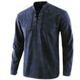 thumbnail image 1 of SWSMCLT Men's Long Sleeve Shirt Vintage Blouse Spring Slimming Summer Lace Up Fall Mock Neck Stretch Casual Navy X-Large, 1 of 1