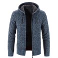 thumbnail image 1 of Jinda Men's Long Sleeve Sweater Hooded Outerwear Fall Fitted Zip Up Soft Fleece Cozy Casual Winter Knitwear Blue 46, 1 of 1