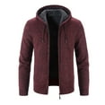 thumbnail image 1 of Jinda Men's Long Sleeve Sweater Hooded Outerwear Fall Fitted Zip Up Soft Fleece Cozy Casual Winter Knitwear Burgundy 38, 1 of 1