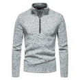 thumbnail image 1 of SWSMCLT Men's Half Zip Fall Thermal High Neck Lined Long Sleeve Sweatshirt Sweater Soft Top Cozy Fitted Zip Pullovers Light Grey 44, 1 of 4