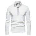 thumbnail image 1 of SWSMCLT Men's Half Zip Fall Thermal High Neck Lined Long Sleeve Sweatshirt Sweater Soft Top Cozy Fitted Zip Pullovers White 44, 1 of 1