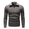 thumbnail image 1 of SWSMCLT Men's Fashion Winter Polo Shirt Long Sleeve Top Soft Sweater Cable Knit Zip Knit Thermal Half Zip Cozy Coffee X-Large, 1 of 1