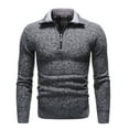 thumbnail image 1 of SWSMCLT Men's Fashion Winter Polo Shirt Long Sleeve Top Soft Sweater Cable Knit Zip Knit Thermal Half Zip Cozy Dark Grey Large, 1 of 4