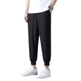 thumbnail image 1 of SWSMCLT Men's Stretch Pants Summer Ankle Long Sweatpants Pants Slim Fit Thin Comfy Pleated Track Jogging 69Black 40, 1 of 1