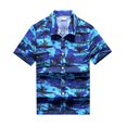 thumbnail image 1 of SWSMCLT Men's Men's Button Down Shirt Button Up Shirt Hawaii Shirts Aloha Short Sleeve Cotton Loose Button Up Pocket Top Blue Large, 1 of 1