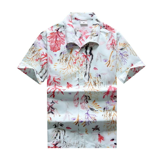 Jinda Men's Men's Hawaii Shirts Aloha Short Sleeve Button Down Shirt Button Up Shirt Cotton Loose Button Up Pocket Top Multicolored Large