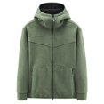 thumbnail image 1 of Jinda Men's Polar Fleece Jacket Long Sleeve Slim Fit Hoodie Zip Up Warm Thick Winter High Neck Hooded Sweatshirt Army Green 40, 1 of 1