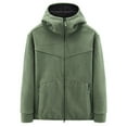 thumbnail image 1 of Jinda Men's Polar Fleece Jacket Long Sleeve Slim Fit Hoodie Zip Up Warm Thick Winter High Neck Hooded Sweatshirt Army Green 44, 1 of 1