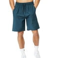 thumbnail image 1 of SWSMCLT Men's Casual Sweatpants Running Shorts Sports Drawstring Gym Soft Summer Mid Rise Cool Blue Medium, 1 of 4