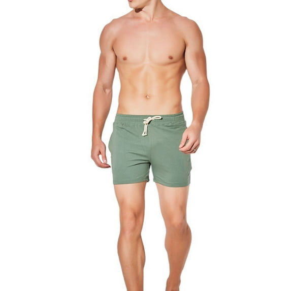 SWSMCLT Men's Cotton Soft Spandex Slim Fit Tight Pocket Lightweight Track Pants Running Sweatpants Gym Shorts Green X-Large