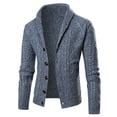 thumbnail image 1 of Jinda Men's Shawl Collar Sweater Soft Warm Casual Cable Knit Winter Knitwear Fall Long Sleeve V Neck Slim Fit Button Front Knitted Duster Cardigan with Pockets Navy 40, 1 of 1
