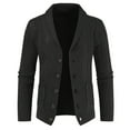 thumbnail image 1 of Jinda Men's Shawl Collar Sweater Soft Warm Casual Cable Knit Winter Knitwear Fall Long Sleeve V Neck Slim Fit Button Front Knitted Duster Cardigan with Pockets Black 34, 1 of 1
