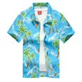 thumbnail image 1 of SWSMCLT Men's Hawaiian Shirt Summer Aloha Soft Shirt Short Sleeve Button Down Button Up Pocket Lightweight Top 76Light Blue Large, 1 of 1
