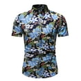 thumbnail image 1 of SWSMCLT Men's Hawaiian Shirt Top Short Sleeve Button Down Soft Casual Beach Fitted Mandarin Collar Aloha Style4 Large, 1 of 1