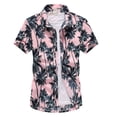 thumbnail image 1 of Jinda Men's Short Sleeve Button Down Shirt Soft Hawaiian Shirt Button Up Loose Fit Summer Beach Shirt Printed Pink Medium, 1 of 1