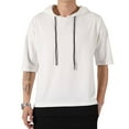 thumbnail image 1 of Jinda Men's Short Sleeve Hoodie Soft Summer Contrast Color Illusion Layered Loose Fit Cotton Tshirt Side Split Casual Fashion Hooded Top White Medium, 1 of 4