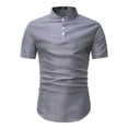 thumbnail image 1 of SWSMCLT Men's Short Sleeve Shirt Soft Button Down Shirt Button Up Slimming Top Fitted Business Casual Summer Grey Large, 1 of 4