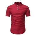 thumbnail image 1 of SWSMCLT Men's Short Sleeve Shirt Soft Button Down Shirt Button Up Slimming Top Fitted Business Casual Summer Red Small, 1 of 4