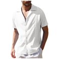 thumbnail image 1 of SWSMCLT Men's Short Sleeve Shirt Button Down Shirts Soft Top Button Summer Lightweight Beach Cotton Holiday White X-Large, 1 of 1