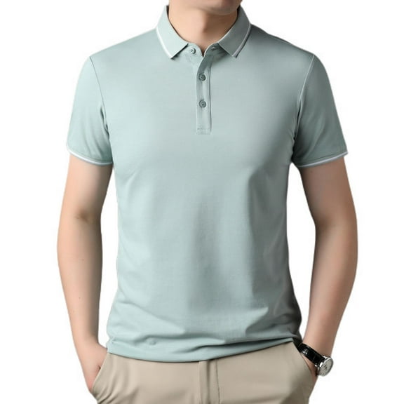 SWSMCLT Men's Short Sleeve Fitted Polo Shirt T Shirt Cotton Tshirt Soft Lightweight Work Fashion Thin Fall Apricot Medium