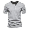 thumbnail image 1 of SWSMCLT Men's Short Sleeve Henley Shirts Button Classic Solid Soft T Shirt Fitted Cotton Top Lightweight Summer Tee Fall Thin Basic Light Grey Large, 1 of 1