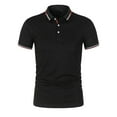 thumbnail image 1 of Jinda Men's Short Sleeve T Shirt Soft Top Cotton Stretch Slim Fit Fall Button Basic Classic Spring T-shirt Black X-Large, 1 of 1