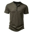 thumbnail image 1 of SWSMCLT Men's Short Sleeve Top Soft Polo Thin Button Casual Tee T Shirt Basic Cool Slim Fit Summer Cotton Comfy Army Green XX-Large, 1 of 1