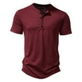 thumbnail image 1 of SWSMCLT Men's Short Sleeve Top Soft Polo Thin Button Casual Tee T Shirt Basic Cool Slim Fit Summer Cotton Comfy Burgundy XX-Large, 1 of 1