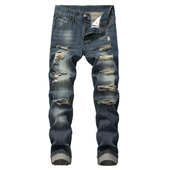 Jinda Men's Slim Fit Jeans Stretch Trousers Denim Patchwork Autumn Chic Denim Pant Casual Style1 38