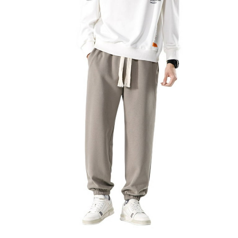 SWSMCLT Men s Snow Sweatpants Cotton Comfy Pants Drawstring Joggers Soft Winter Fashion Athletic Pocket Grey Large
