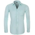 thumbnail image 1 of SWSMCLT Men's Soft Button Down Shirt Button Up Thin Cotton Long Sleeve Dress Shirt Formal Fitted Light Top Light Green 15.5, 1 of 1