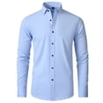thumbnail image 1 of Jinda Men's Soft Button Down Shirt Long Sleeve Dress Shirt Formal Fashion Summer Cotton Spandex Button Up Shirt Blue 18.5, 1 of 1