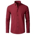 thumbnail image 1 of Jinda Men's Soft Button Down Shirt Long Sleeve Dress Shirt Formal Fashion Summer Cotton Spandex Button Up Shirt Burgundy 17, 1 of 1