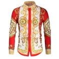 thumbnail image 1 of SWSMCLT Men's Long Sleeve Vintage Top Floral Printed Dress Shirt Soft Button Down ShirtCasual Fitted Fall Shirts Red Large, 1 of 4