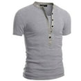 thumbnail image 1 of SWSMCLT Men's Soft Henley Shirt Lightweight Tee Plain Slim Fit T Shirt Casual Fashion V Neck Lightweight Classic Summer Light Grey Small, 1 of 1