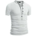 thumbnail image 1 of SWSMCLT Men's Soft Henley Shirt Lightweight Tee Plain Slim Fit T Shirt Casual Fashion V Neck Lightweight Classic Summer White X-Large, 1 of 1