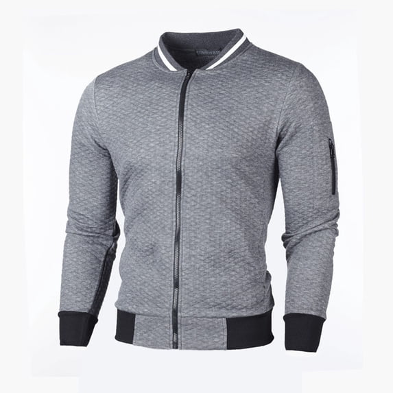 SWSMCLT Men's Zip Up Bomber Jackets Fall Basic Fashion Thermal Soft Outerwear Long Sleeve Top Loose Cotton Dark Grey Small