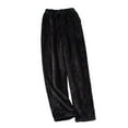 thumbnail image 1 of SWSMCLT Men's Soft Pajamas Pant Fleece Elastic Waist Sleep Pants Fuzzy Pj Bottoms Flannel Straight Leg Winter Baggy Lounge Black Large, 1 of 1