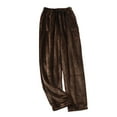 thumbnail image 1 of SWSMCLT Men's Soft Pajamas Pant Fleece Elastic Waist Sleep Pants Fuzzy Pj Bottoms Flannel Straight Leg Winter Baggy Lounge Coffee Large, 1 of 1
