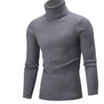 thumbnail image 1 of SWSMCLT Men's Soft Pullover Sweaters Knit Knitwear Slim Fit Stretchy Top Long Sleeve High Neck Warm Winter Casual Thick Dark Grey Large, 1 of 1