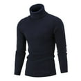 thumbnail image 1 of SWSMCLT Men's Soft Pullover Sweaters Knit Knitwear Slim Fit Stretchy Top Long Sleeve High Neck Warm Winter Casual Thick Navy Small, 1 of 1