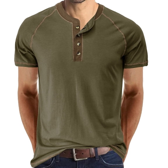 SWSMCLT Men's Soft T Shirt Lightweight Slim Fit Tee Cotton Short Sleeve Henley Shirt Fashion Stretch Summer Army Green XX-Large