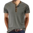 thumbnail image 1 of Jinda Men's Soft T Shirt Cotton Short Sleeve Henley Shirt Fashion Stretch Summer Lightweight Slim Fit Tee Dark Grey Small, 1 of 4