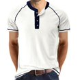 thumbnail image 1 of SWSMCLT Men's Soft T Shirt Lightweight Slim Fit Tee Cotton Short Sleeve Henley Shirt Fashion Stretch Summer White Medium, 1 of 4