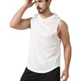 thumbnail image 1 of SWSMCLT Men's Soft Tank Top Running Light Workout Hoodies Vest Sleeveless Basic Hooded Loose Slim Fit Summer White Medium, 1 of 4