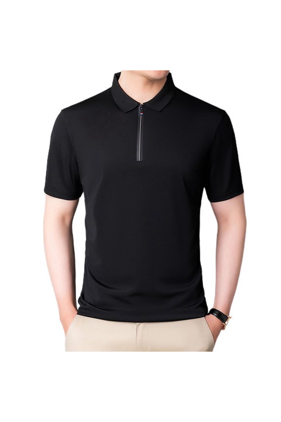 Men's Soft Top Fitted Tshirt Fashion Short Sleeve Comfy Summer Cool Tee Work Lightweight Stretch Black Small